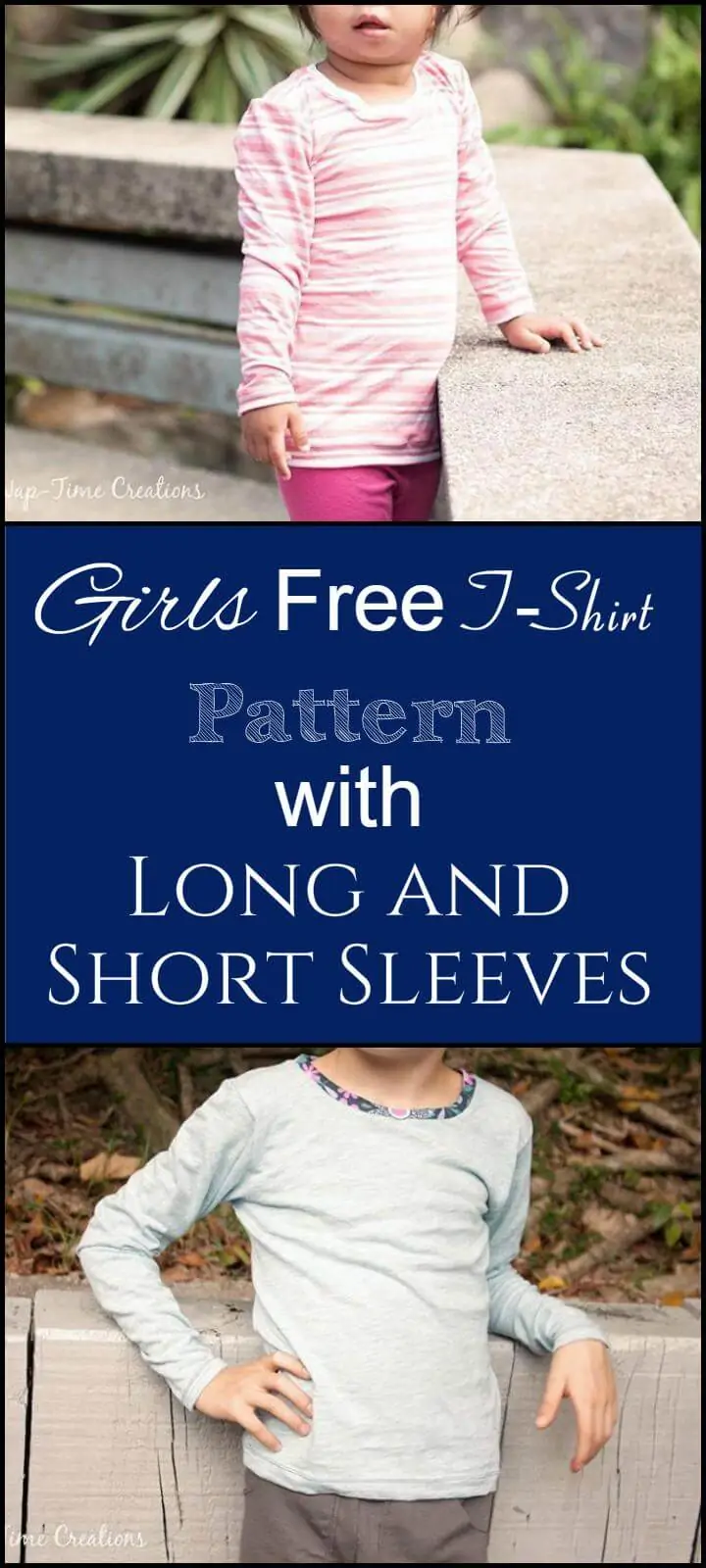 patrón de camiseta gratis de chicas encantadoras con manga larga y corta
